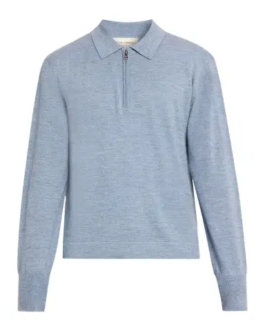 OFFICINE GÉNÉRALE Men 's Bene Merino Wool Quarter-Zip Polo Sweater | Thumbnail 1 OFFICINE GÉNÉRALE Men 's Bene Merino Wool Quarter-Zip Polo Sweater | Thumbnail 1