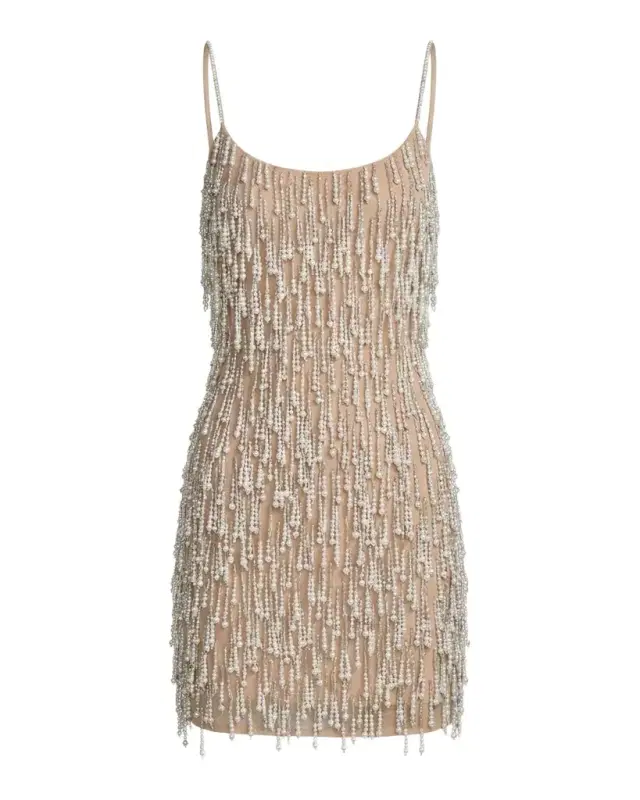 Mac Duggal Beaded Fringe Bodycon Mini Dress