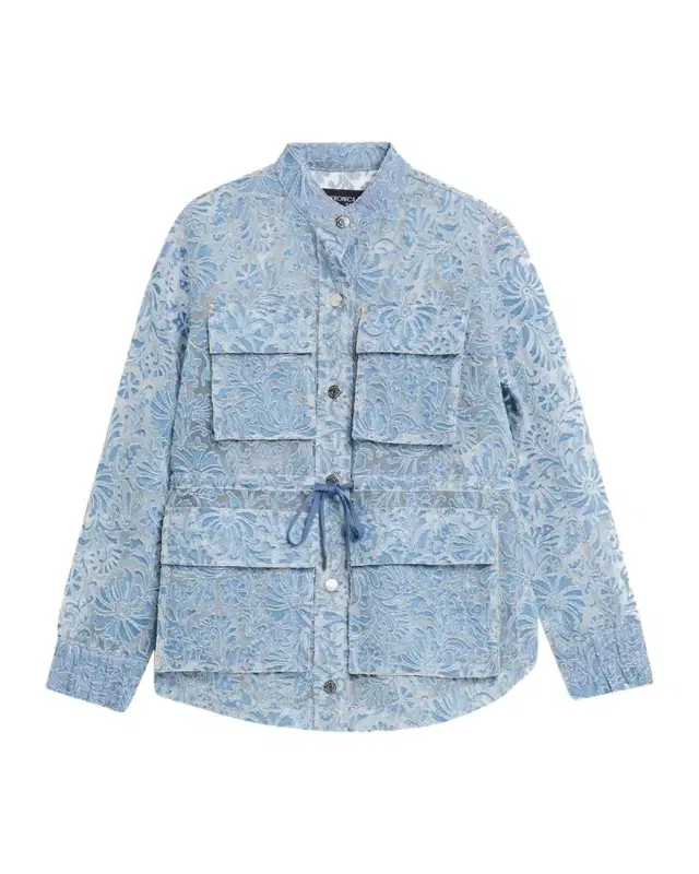 Veronica Beard Lane Sheer Floral Denim Jacket