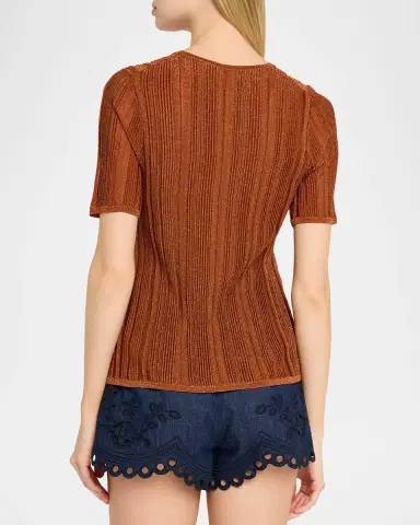 Zimmermann Indra Metallic Rib-Knit Tee | Thumbnail 3 Zimmermann Indra Metallic Rib-Knit Tee | Thumbnail 3
