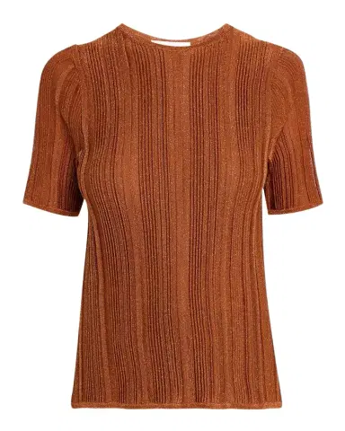 Zimmermann Indra Metallic Rib-Knit Tee | Thumbnail 1 Zimmermann Indra Metallic Rib-Knit Tee | Thumbnail 1