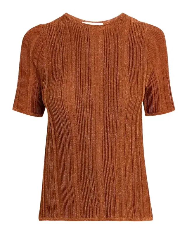 Indra Metallic Rib-Knit Tee