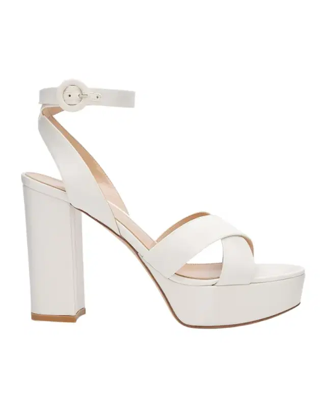 Sabrina Satin Crisscross Ankle-Strap Platform Sandals