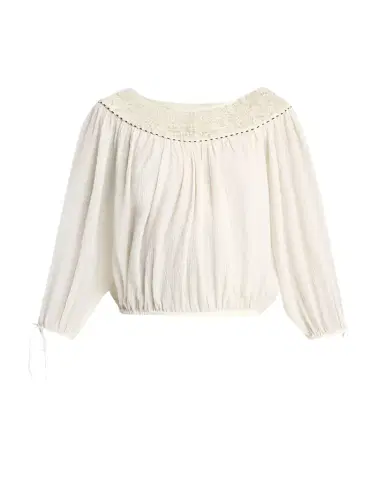 Isabel Marant Nelida Guipure Lace-Trim Silk Gauze Drawstring Blouse | Thumbnail 1