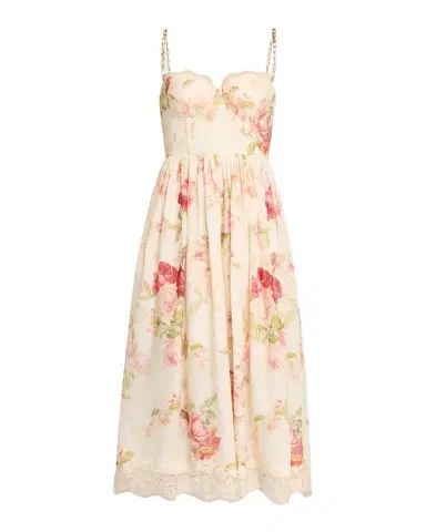 Zimmermann Roselight Corset Midi Dress | Thumbnail 1 Zimmermann Roselight Corset Midi Dress | Thumbnail 1