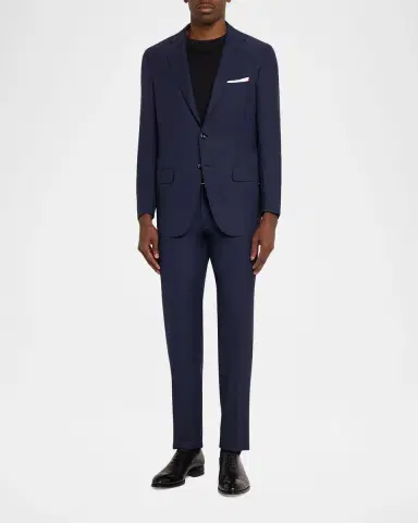 Kiton Men's Mini-Check Wool Modern Fit Two-Piece Suit | Thumbnail 2