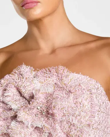 Mac Duggal Strapless Boucle Column Midi Dress | Thumbnail 3 Mac Duggal Strapless Boucle Column Midi Dress | Thumbnail 3