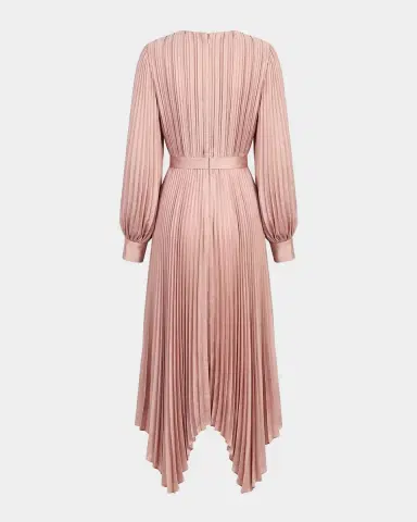 Mac Duggal Pleated Satin Handkerchief Midi Dress | Thumbnail 6