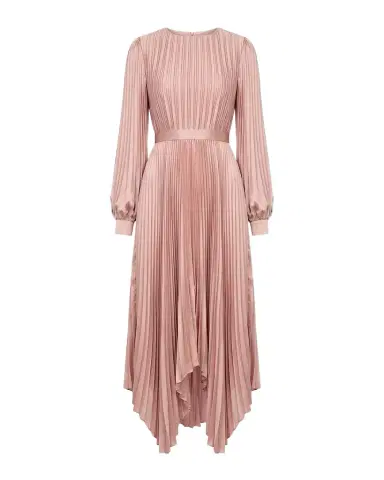 Mac Duggal Pleated Satin Handkerchief Midi Dress | Thumbnail 1