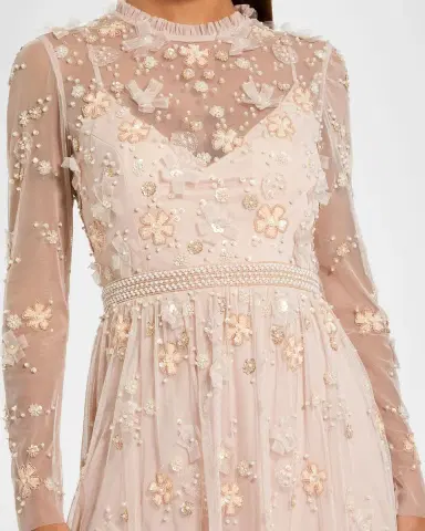 Mac Duggal Floral Beaded Tulle Mini Dress | Thumbnail 4 Mac Duggal Floral Beaded Tulle Mini Dress | Thumbnail 4