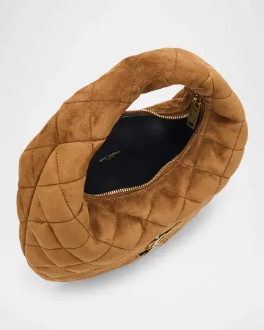 Saint Laurent Icarino Baby YSL Quilted Suede Hobo Bag | Thumbnail 4 Saint Laurent Icarino Baby YSL Quilted Suede Hobo Bag | Thumbnail 4