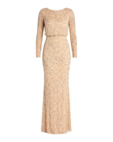 Mac Duggal Floral Beaded Blouson Column Gown | Thumbnail 1 Mac Duggal Floral Beaded Blouson Column Gown | Thumbnail 1