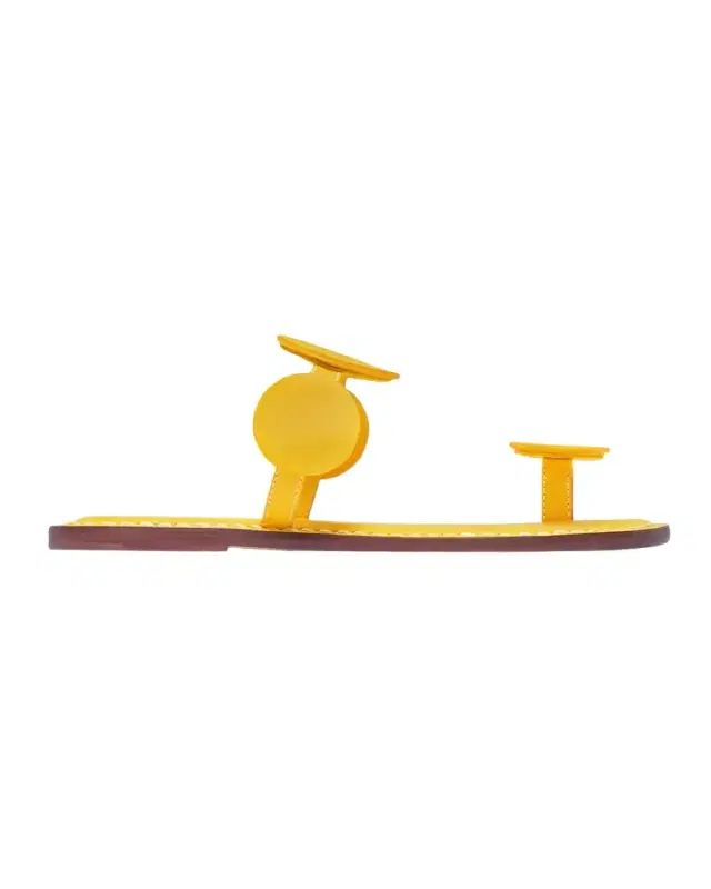 New Moon Circle Leather Flat Sandals