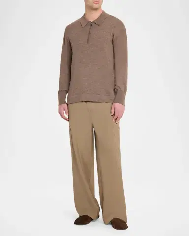 OFFICINE GÉNÉRALE Men 's Bene Merino Wool Quarter-Zip Polo Sweater | Thumbnail 2 OFFICINE GÉNÉRALE Men 's Bene Merino Wool Quarter-Zip Polo Sweater | Thumbnail 2