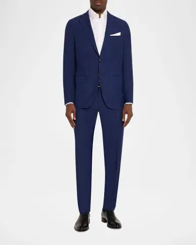 Kiton Men's Textured Check Wool and Silk Two-Piece Suit | Thumbnail 2