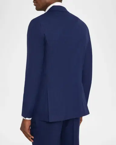 Kiton Men's Textured Check Wool and Silk Two-Piece Suit | Thumbnail 5