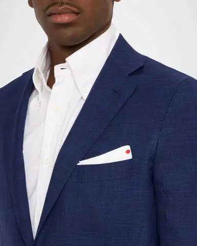 Kiton Men's Textured Check Wool and Silk Two-Piece Suit | Thumbnail 6