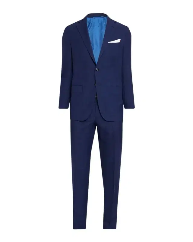 Men's Textured Check Wool and Silk Two-Piece Suit