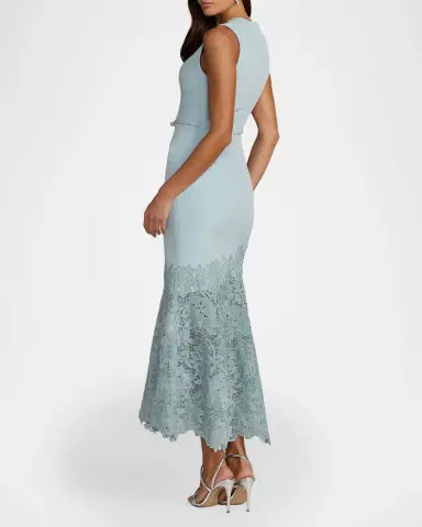 Mac Duggal Guipure Lace Crepe Trumpet Midi Dress | Thumbnail 2 Mac Duggal Guipure Lace Crepe Trumpet Midi Dress | Thumbnail 2
