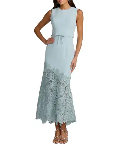 Mac Duggal Guipure Lace Crepe Trumpet Midi Dress | Thumbnail 1 Mac Duggal Guipure Lace Crepe Trumpet Midi Dress | Thumbnail 1