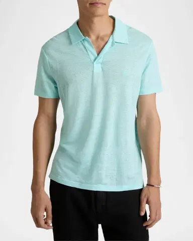 Vilebrequin Men's Linen Jersey Johnny Collar Polo Shirt | Thumbnail 3
