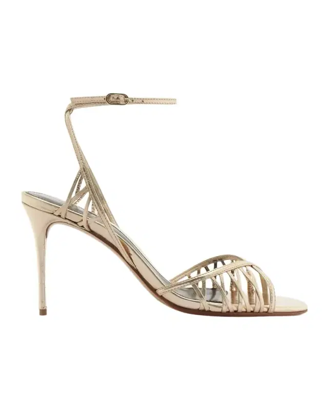 Alexandre Birman 85mm Solene Metallic Leather Sandals