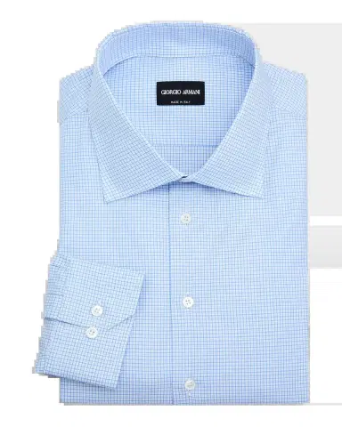 Giorgio Armani Men's Micro-Grid Check Cotton Dress Shirt | Thumbnail 2 Giorgio Armani Men's Micro-Grid Check Cotton Dress Shirt | Thumbnail 2