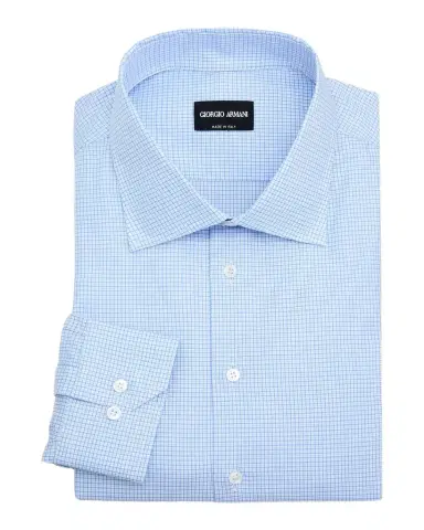 Giorgio Armani Men's Micro-Grid Check Cotton Dress Shirt | Thumbnail 1 Giorgio Armani Men's Micro-Grid Check Cotton Dress Shirt | Thumbnail 1