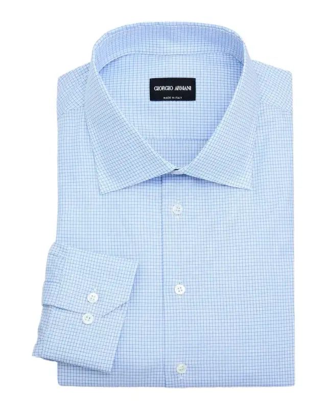 Men's Micro-Grid Check Cotton Dress Shirt Men's Micro-Grid Check Cotton Dress Shirt