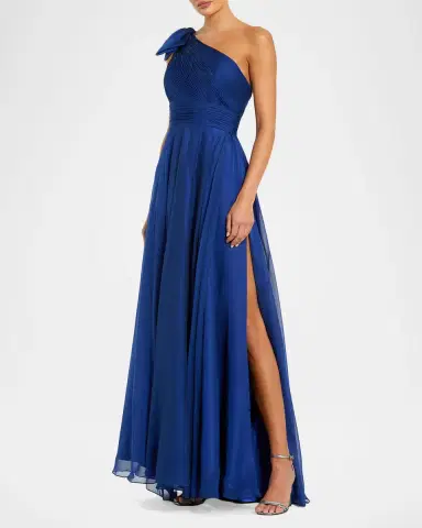 Mac Duggal Pleated One-Shoulder Gown | Thumbnail 2