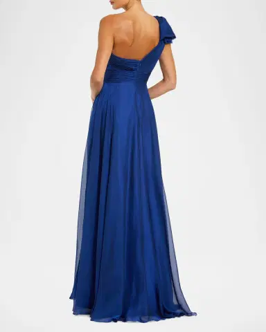 Mac Duggal Pleated One-Shoulder Gown | Thumbnail 3