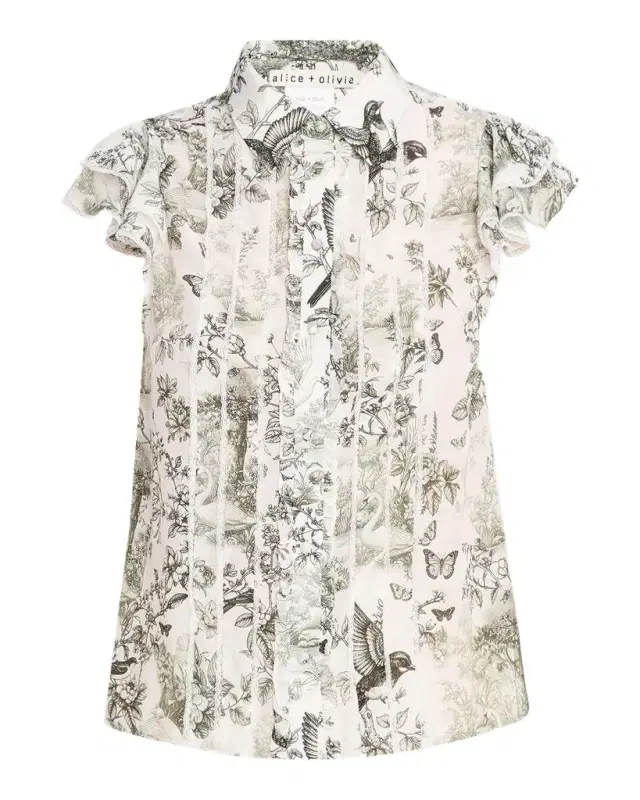 ALICE + OLIVIA Daybreak Minda Ruffle Blouse