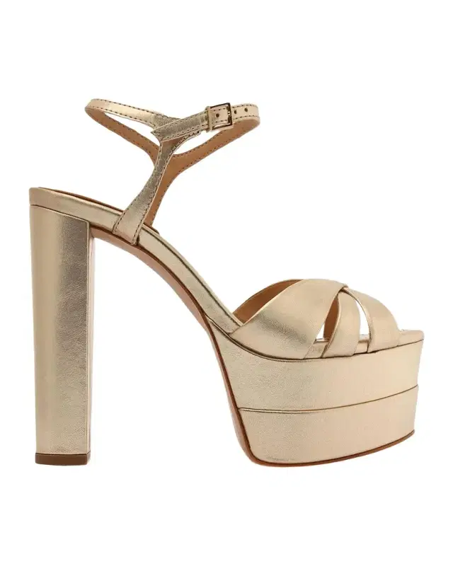 Schutz Keefa High Metallic Leather Platform Sandals