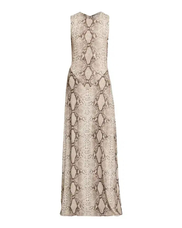 Uzina Sleeveless Python-Print Maxi Dress