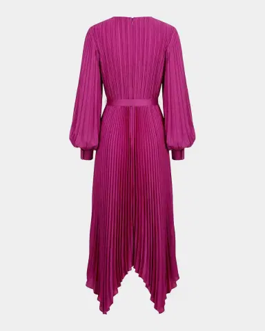 Mac Duggal Pleated Satin Handkerchief Midi Dress | Thumbnail 5 Mac Duggal Pleated Satin Handkerchief Midi Dress | Thumbnail 5