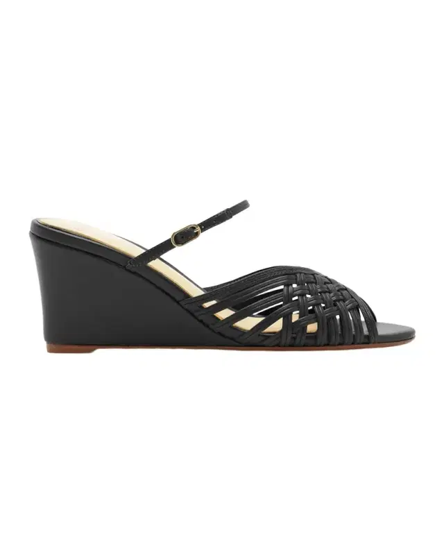 Alexandre Birman 75mm Lilian Leather Wedge Mules