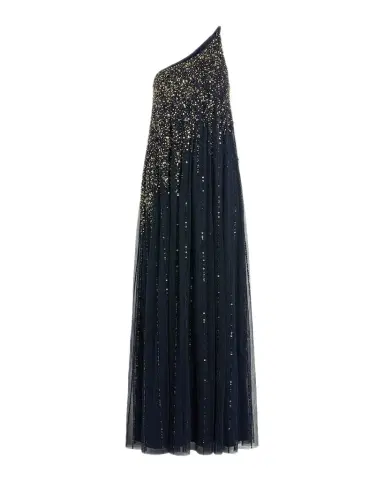 Mac Duggal Beaded One-Shoulder Tulle Trapeze Gown | Thumbnail 1 Mac Duggal Beaded One-Shoulder Tulle Trapeze Gown | Thumbnail 1