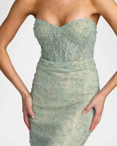 Mac Duggal Embellished Floral Lace Sweetheart Gown | Thumbnail 4 Mac Duggal Embellished Floral Lace Sweetheart Gown | Thumbnail 4