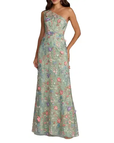 Mac Duggal One-Shoulder Floral Embroidered Gown | Thumbnail 1 Mac Duggal One-Shoulder Floral Embroidered Gown | Thumbnail 1