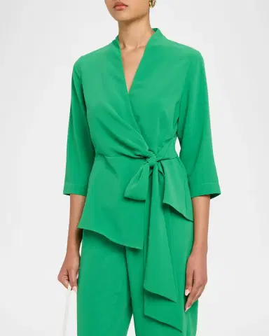 Misook Wrap-Front Crepe De Chine Top | Thumbnail 4 Misook Wrap-Front Crepe De Chine Top | Thumbnail 4