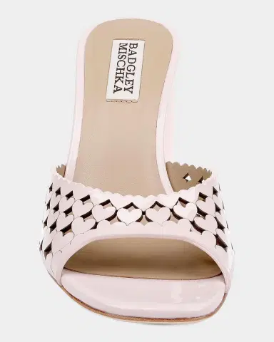 BADGLEY MISCHKA 85mm Omni Laser-Cut Heart Leather Mule Sandals | Thumbnail 3 BADGLEY MISCHKA 85mm Omni Laser-Cut Heart Leather Mule Sandals | Thumbnail 3