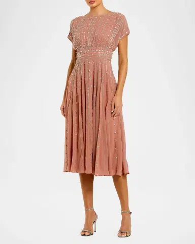 Mac Duggal Beaded Chiffon Midi Dress | Thumbnail 2 Mac Duggal Beaded Chiffon Midi Dress | Thumbnail 2