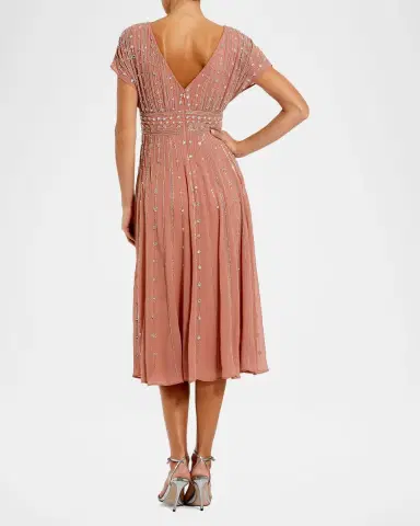 Mac Duggal Beaded Chiffon Midi Dress | Thumbnail 3 Mac Duggal Beaded Chiffon Midi Dress | Thumbnail 3