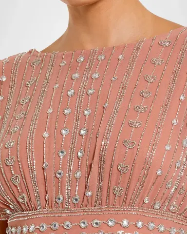 Mac Duggal Beaded Chiffon Midi Dress | Thumbnail 4 Mac Duggal Beaded Chiffon Midi Dress | Thumbnail 4
