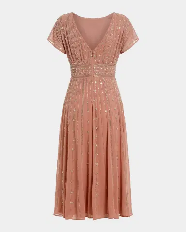 Mac Duggal Beaded Chiffon Midi Dress | Thumbnail 5 Mac Duggal Beaded Chiffon Midi Dress | Thumbnail 5