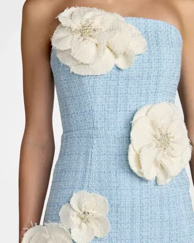 Mac Duggal Floral Applique Boucle Strapless Midi Dress | Thumbnail 3