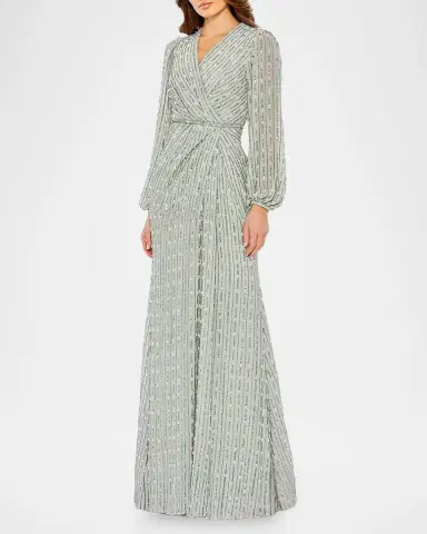 Mac Duggal Bead and Sequin Surplice Gown | Thumbnail 2 Mac Duggal Bead and Sequin Surplice Gown | Thumbnail 2