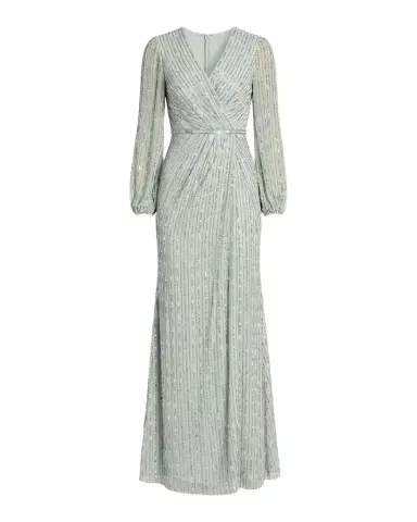 Mac Duggal Bead and Sequin Surplice Gown | Thumbnail 1 Mac Duggal Bead and Sequin Surplice Gown | Thumbnail 1