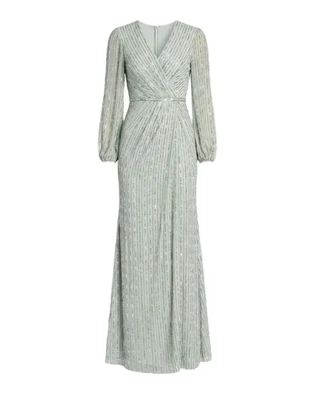Mac Duggal Bead and Sequin Surplice Gown