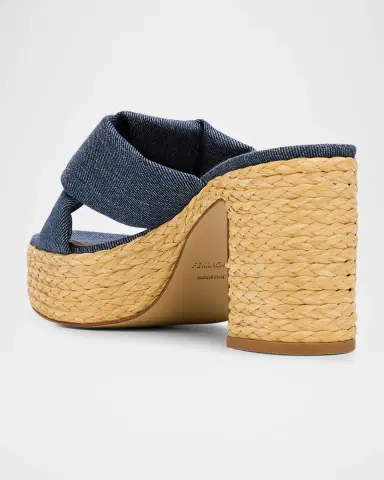 Ferragamo 85mm Douglas Platform Denim Mule Sandals | Thumbnail 2 Ferragamo 85mm Douglas Platform Denim Mule Sandals | Thumbnail 2